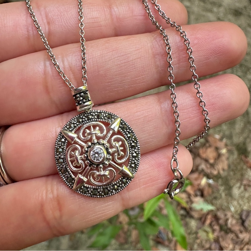 Crowns and Arrows Sterling Silver Medallion Necklace